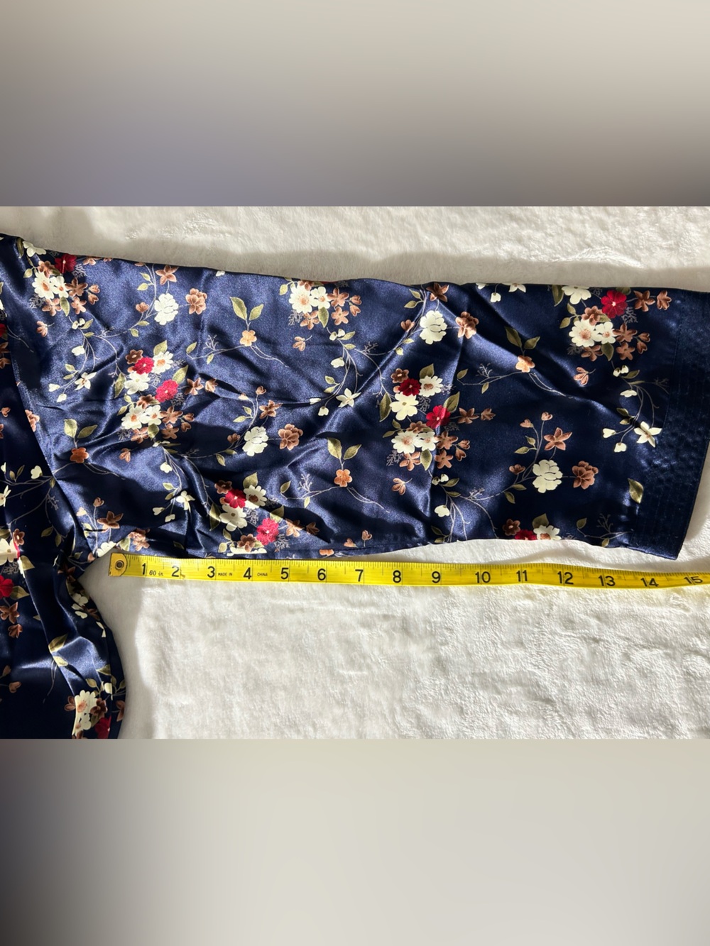 Chance Encounters Women's Floral Silky Button Front Pajama Top Navy Floral Sz 1X - Picture 9 of 13